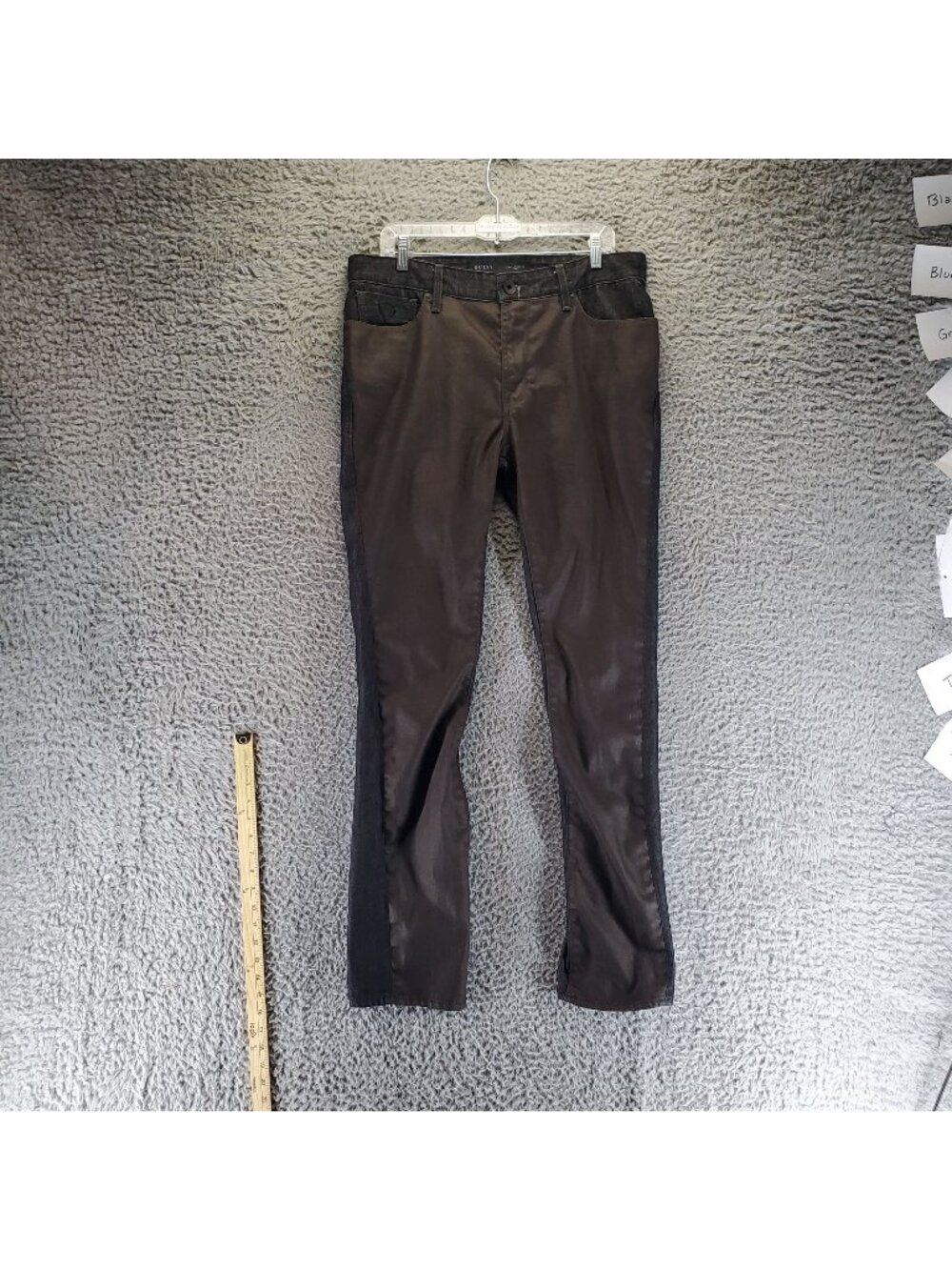 Guess Jeans Mens 34x34 Black Slim Straight Coated Denim